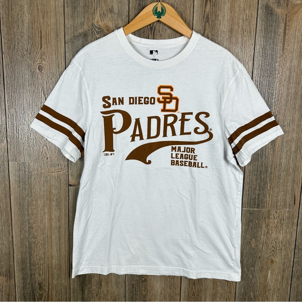 MLB San Diego Padres White and Brown Short Sleeve Tee